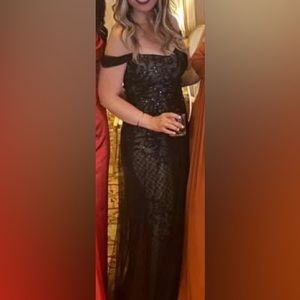 TeriJon black off shoulder dress
